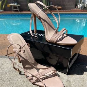 Pretty Little Thing Nude Asymmetrical Heel